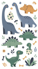 Adventures with adorable dinosaurs and their prehistoric eggs discover the mighty brontosaurus and stegosaurus