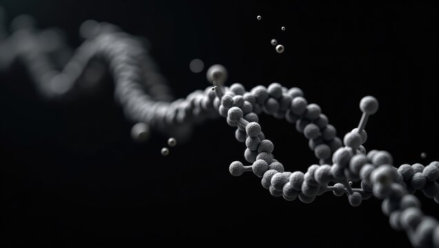 A detailed visual of a polymer chain forming.