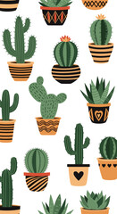 Charming collection of potted succulent and cactus plants for home decor and gardening enthusiasts