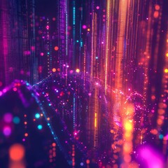 Obraz premium quantum cybersecurity visualization futuristic particles securing data stream sciencetech hybrid concept vibrant hues