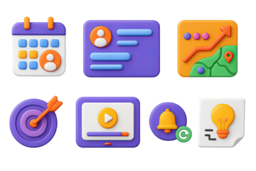 Set of colorful icons for a calendar, a person, a calendar, a person