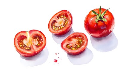 Fresh tomatoes on a white background