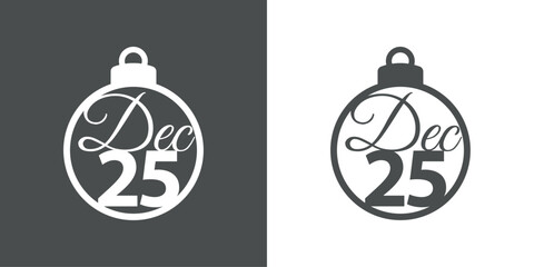 Tiempo de Navidad. Logo con silueta de bola de navidad con texto 25 Dec
