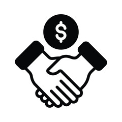 A solid icon showing event-related business deal