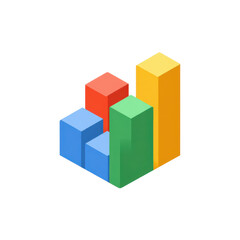 Obraz premium Isometric view of a colorful bar graph on black isolated on transparent background