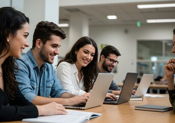 Collaborative Learning Modern Campus Life Group of Students University