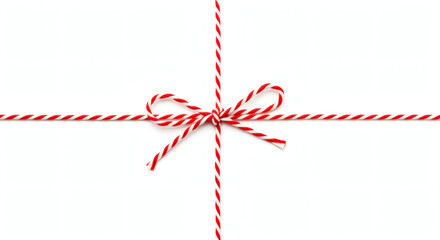 Red twine rope isolated,christmas package decor string with bow 01