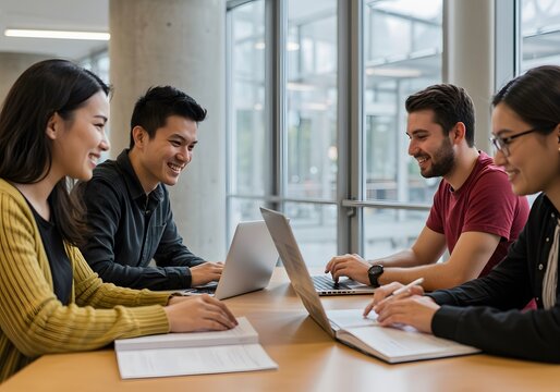 Collaborative Learning Modern Campus Life Group of Students University