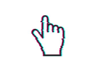 Glitch Effect Cursor Hand Pointer on transparent background