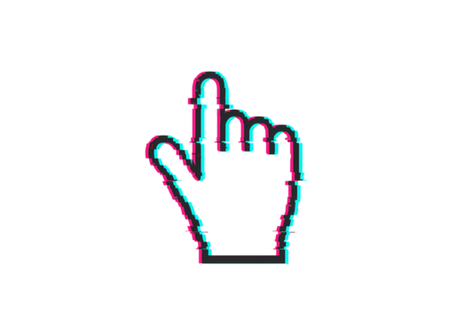 Glitch Effect Cursor Hand Pointer on transparent background