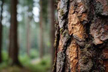 Obraz premium Close-up pine tree bark, forest background