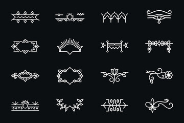 Set-of-sixteen-minimal-line-art-decorative-borders-and-dividers-on-a-dark-background