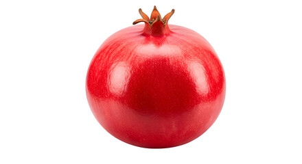 Red pomegranate exhibits smooth texture under bright lighting for product photography.