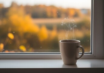 Cozy Autumn Brew: Tranquil Morning View