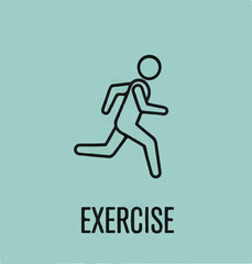A minimalist line art icon of a person running. A simple, clean graphic representing exercise, fitness, health, and a healthy lifestyle.