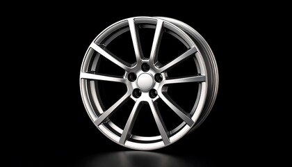 Obraz premium High-resolution rendering showcases a silver alloy car wheel rim with a minimalist design against