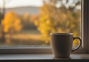 Cozy Autumn Brew: Tranquil Morning View