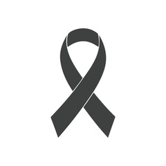 black breast cancer awareness ribbon isolated on a white background, symbolizing support and health silhouette vector art icon illustration on white background