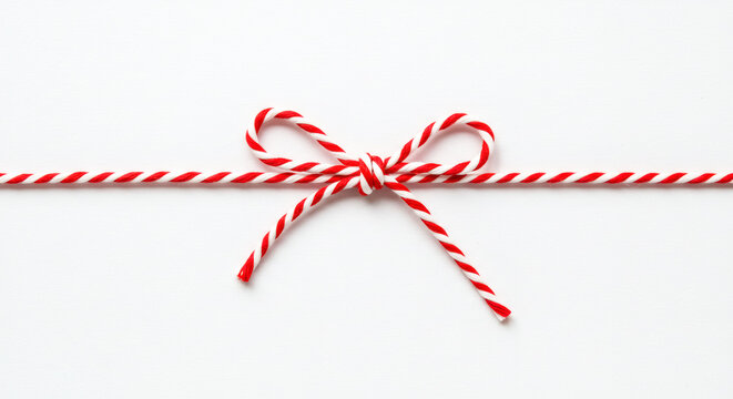 Red twine rope isolated,christmas package decor string with bow 04