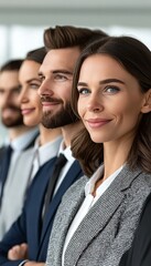Fototapeta premium Diverse Team of Professionals Standing Together in Office, Symbolizing Collaboration and Success