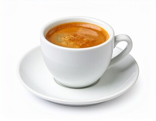 White Espresso Cup and Saucer with Dark Coffee