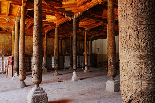 Juma Mosque at Walled Fortress known as Itchan Kala in Khiva, Uzbekistan - ウズベキスタン ヒヴァ イチャンカラ ジュマモスク