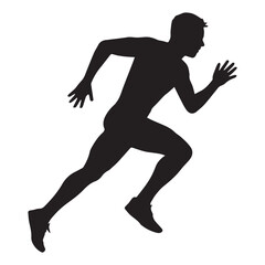 Running man silhouette vector illustration of a sprinting athlete