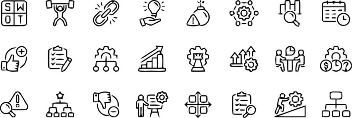 Business Strategy and Management Icon Set Planning Analysis and Growth Concepts