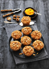 sweet potato muffins with streusel nut topping