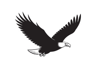 Fototapeta premium Bald Eagle flying in the sky silhouette vector illustration