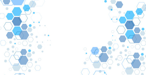 Geometric hexagon abstract background with structure molecules,science, technology and medical concept