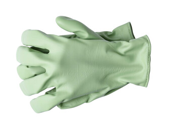 green rubber glove  isolated on a white, transparent background