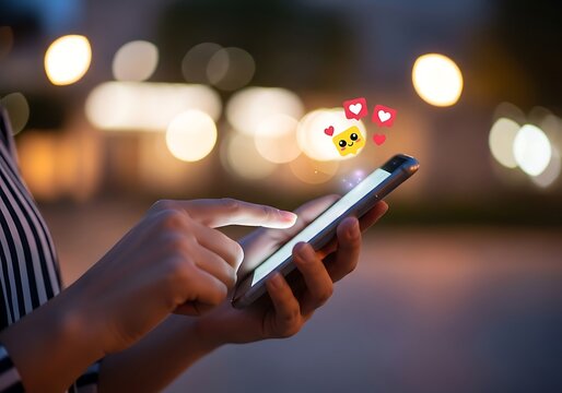 Using phone at night mobile device social media engagement and online communication digital connectivity and love