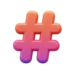 Obraz premium 3D gradient orange pink hashtag symbol