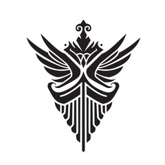 Fototapeta premium Elegant symmetric winged design element isolated on white background ideal for branding and logos