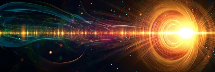 Obraz premium Vibrant Abstract Light Streaks Composition with Colorful Space Burst and Glowing Plasma Waves Design