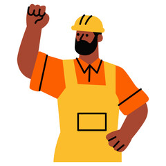 Worker Raising Hand in Celebration
