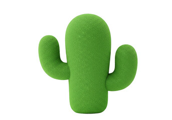 Green furry cactus shape isolated on transparent background