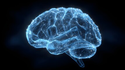 Detailed illustration of a human brain with a network structure.
