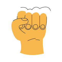 Gesture and hand showing non verbal element of communication. Vector isolated open palm and rebellion symbol with doodles. Thumb up, rock and roll and okay, peace and first up