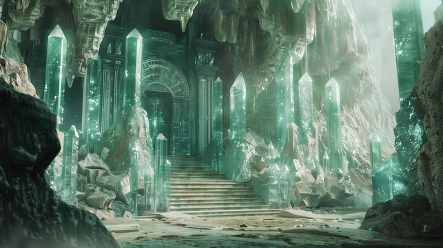 An ancient temple carved from living crystal