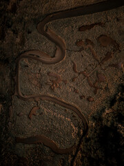 Drone aerial view of Chichester Harbour and the English Channel at sunset