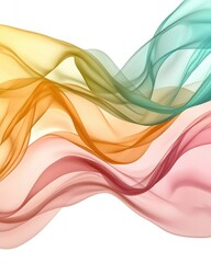 Naklejka premium Abstract Colorful Wavy Silk Fabric Background with Smooth Gradient Curves and Flowing Design on White Backdrop
