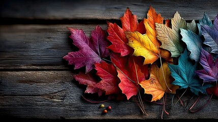 Obraz premium Autumn seasonal background with hand-drawn watercolor maple leaves