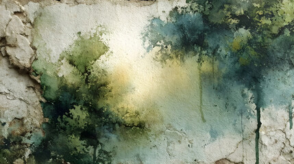 A serene and dreamlike watercolor depiction of a lush verdant forest with d d light and soft atmospheric shadows