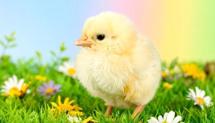 Cute chick in a spring meadow (1)