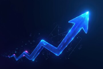 Navigating Digital Growth - A glowing abstract zigzag arrow with a shining light, symbolizing business growth, a successful path, and a digital solution