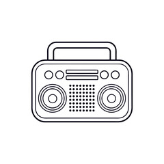 Vector art of retro boombox radio isolated on white background