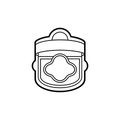 Vector art of simple outline illustration of a jar with a lid and label, isolated on white background