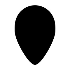 Solid black location pin style icon on a white background